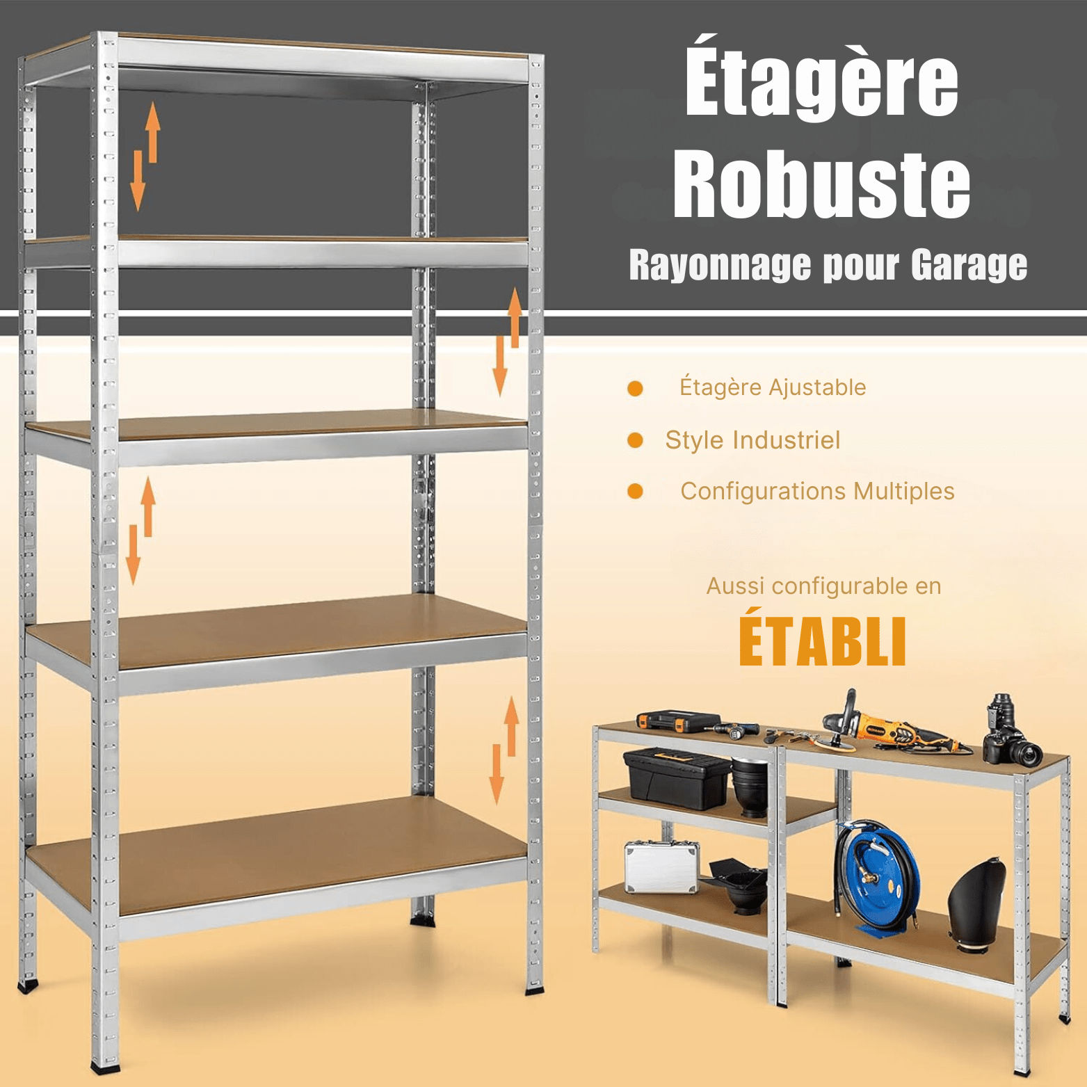 Étagère Métallique - MegaRack™ - Argent - Mon Espace Rangé