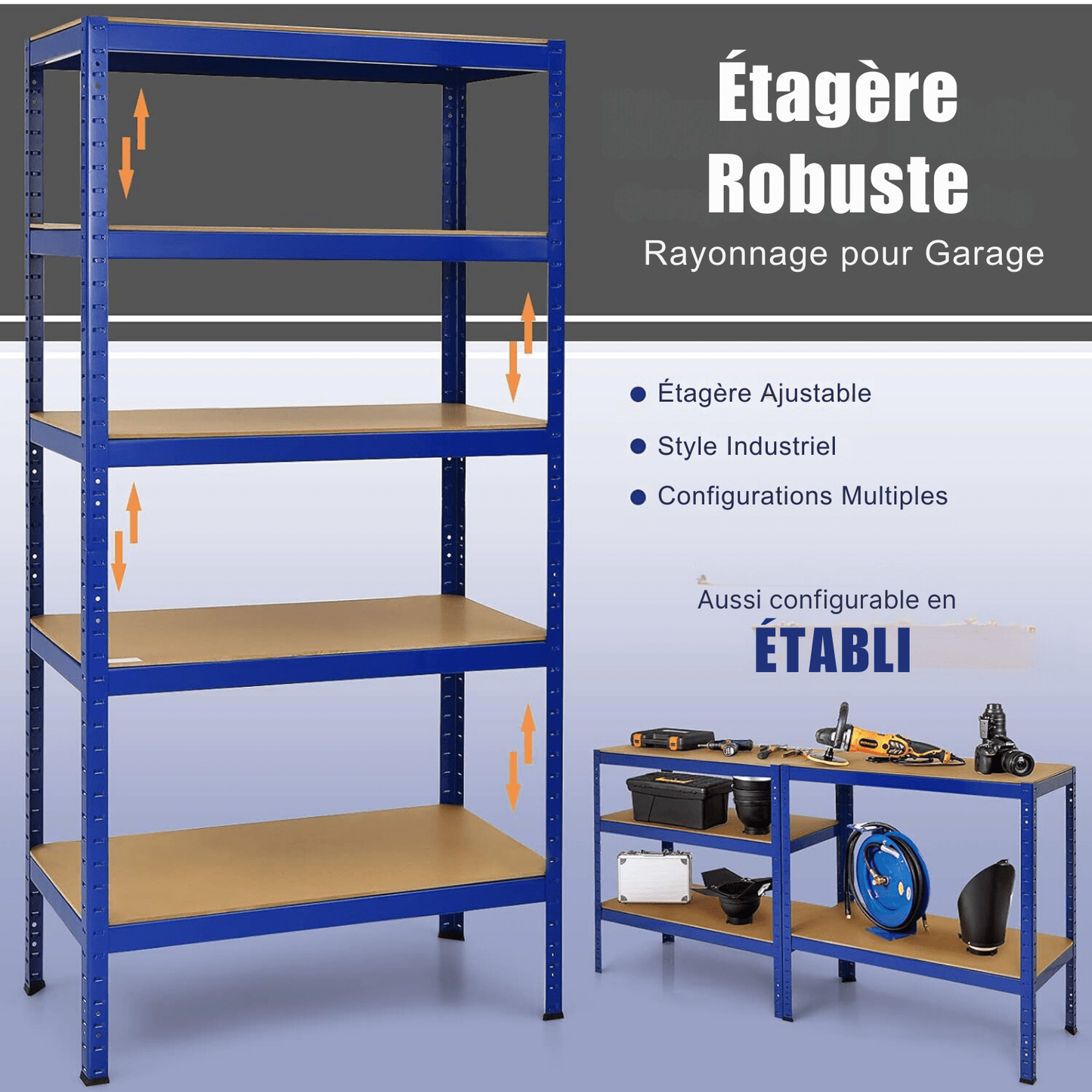 Étagère Métallique - MegaRack™ - Bleu - Mon Espace Rangé